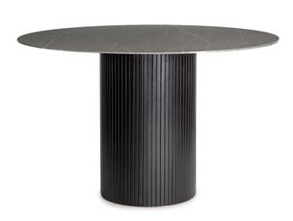 Marble runt matbord grå/svart