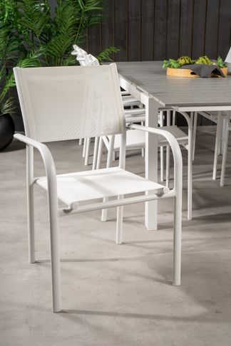 Santorini karmstol vit alu/vit textilene