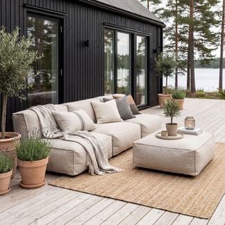 Skärgård beige 3-sits med puff