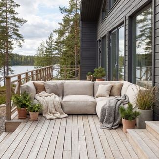 Skärgård beige hörnsoffa  