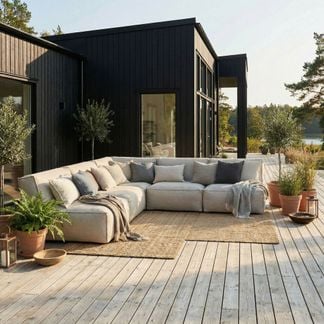 Skärgård stor hörnsoffa beige