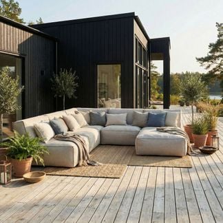 Skärgård U-soffa med divan beige 