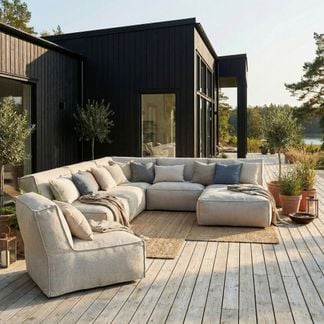Skärgård U-soffa med divan och extra sits beige