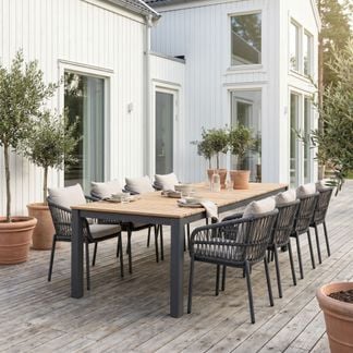 Valbonne matbord med cannes stolar antracit 