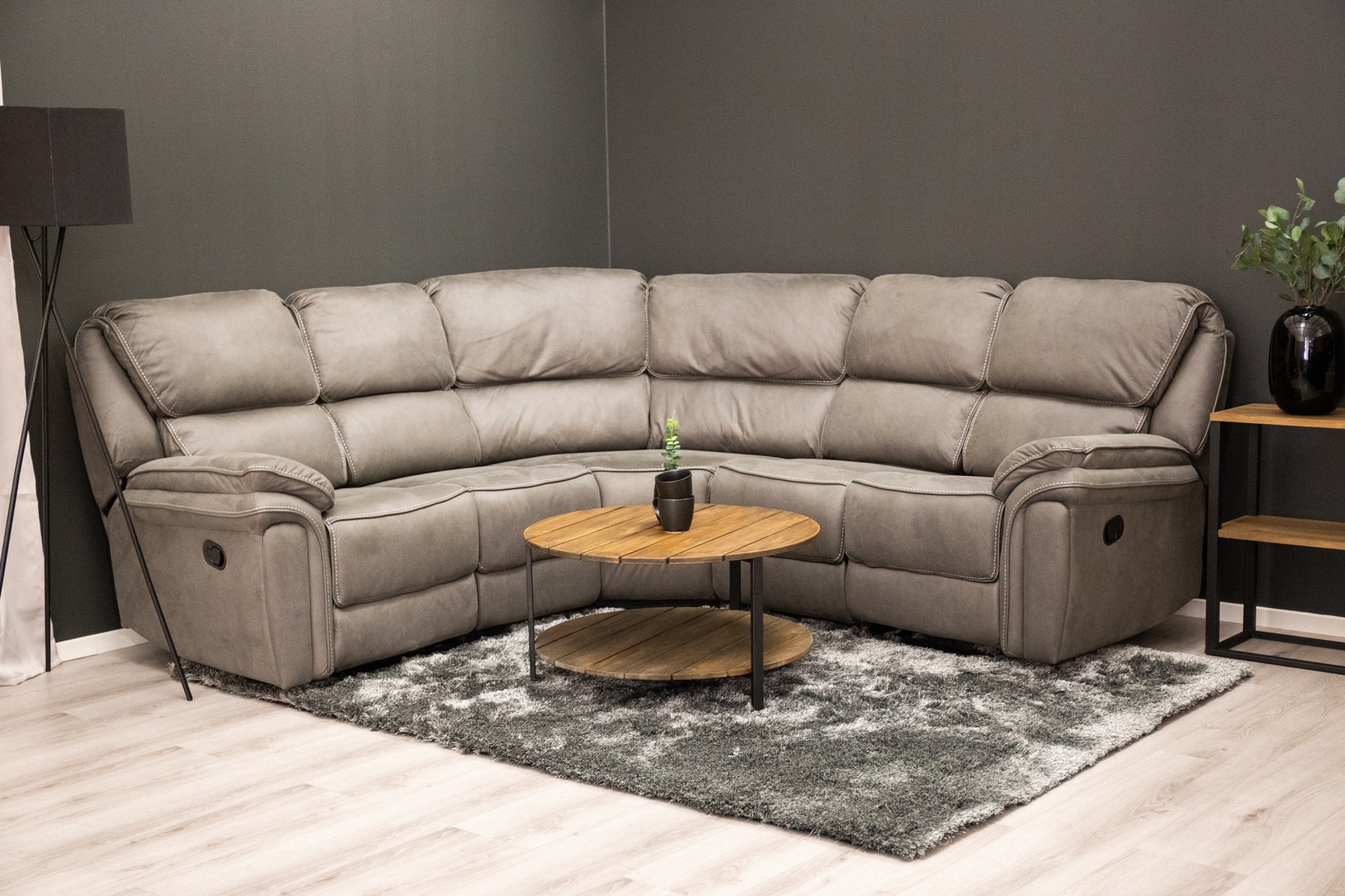 Smedsbyn recliner hörnsoffa grå