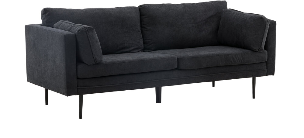 Kyrkhult soffa svart tyg & linne