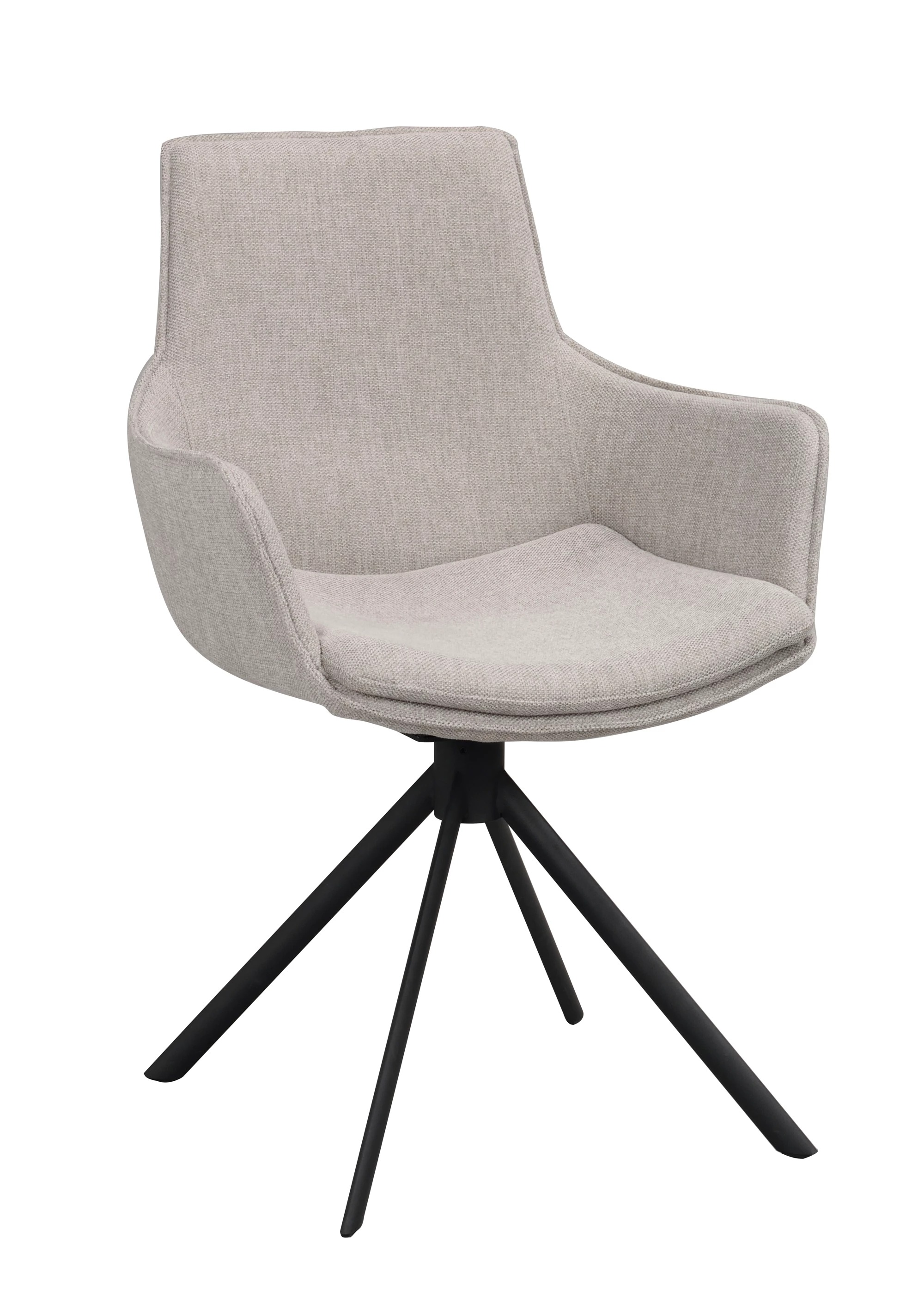 Lowell karmstol grått tyg/svart met rak snurr