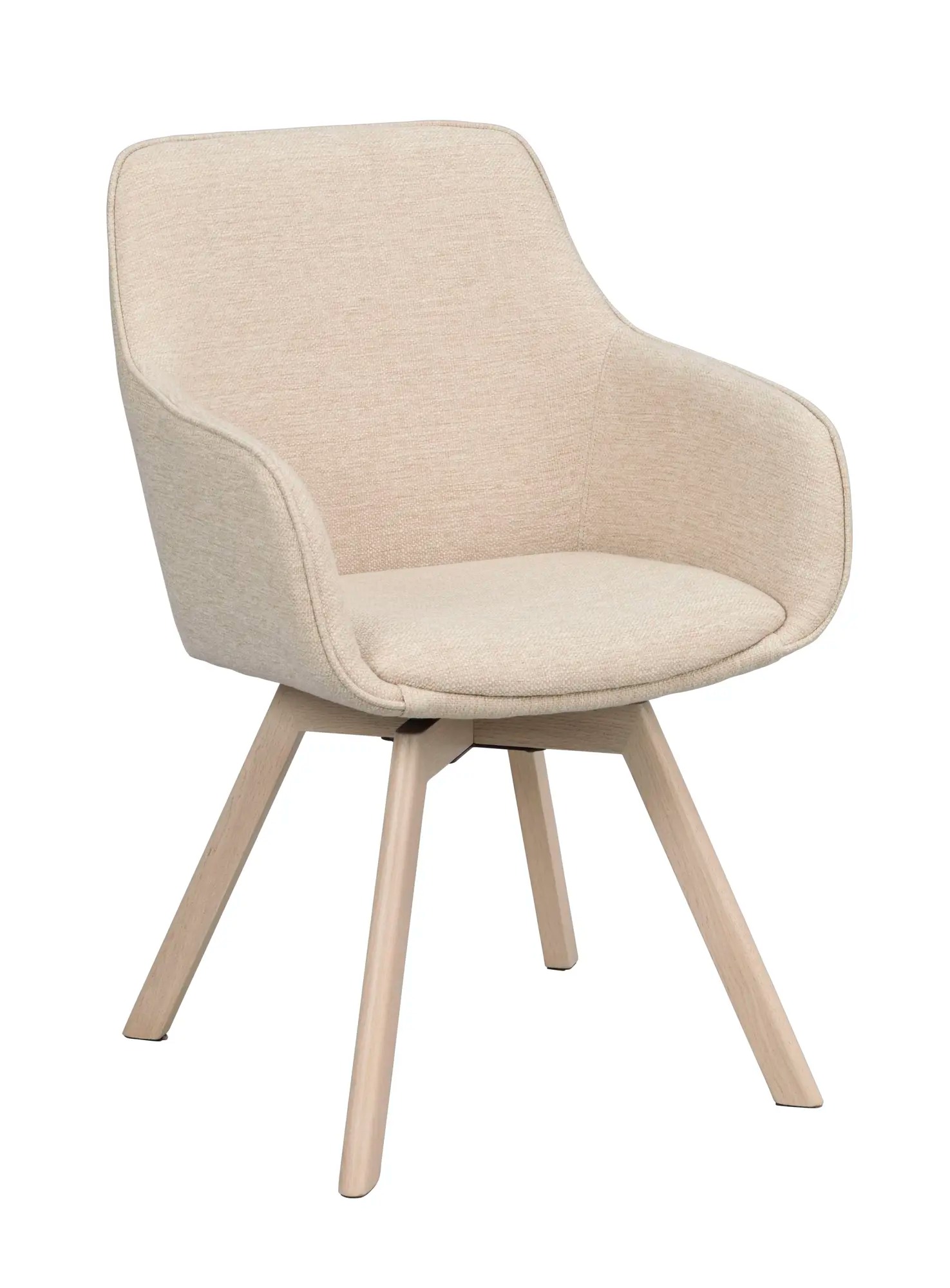 Alison karmstol ljusbeige tyg/vitpigmenterade ekben snurr