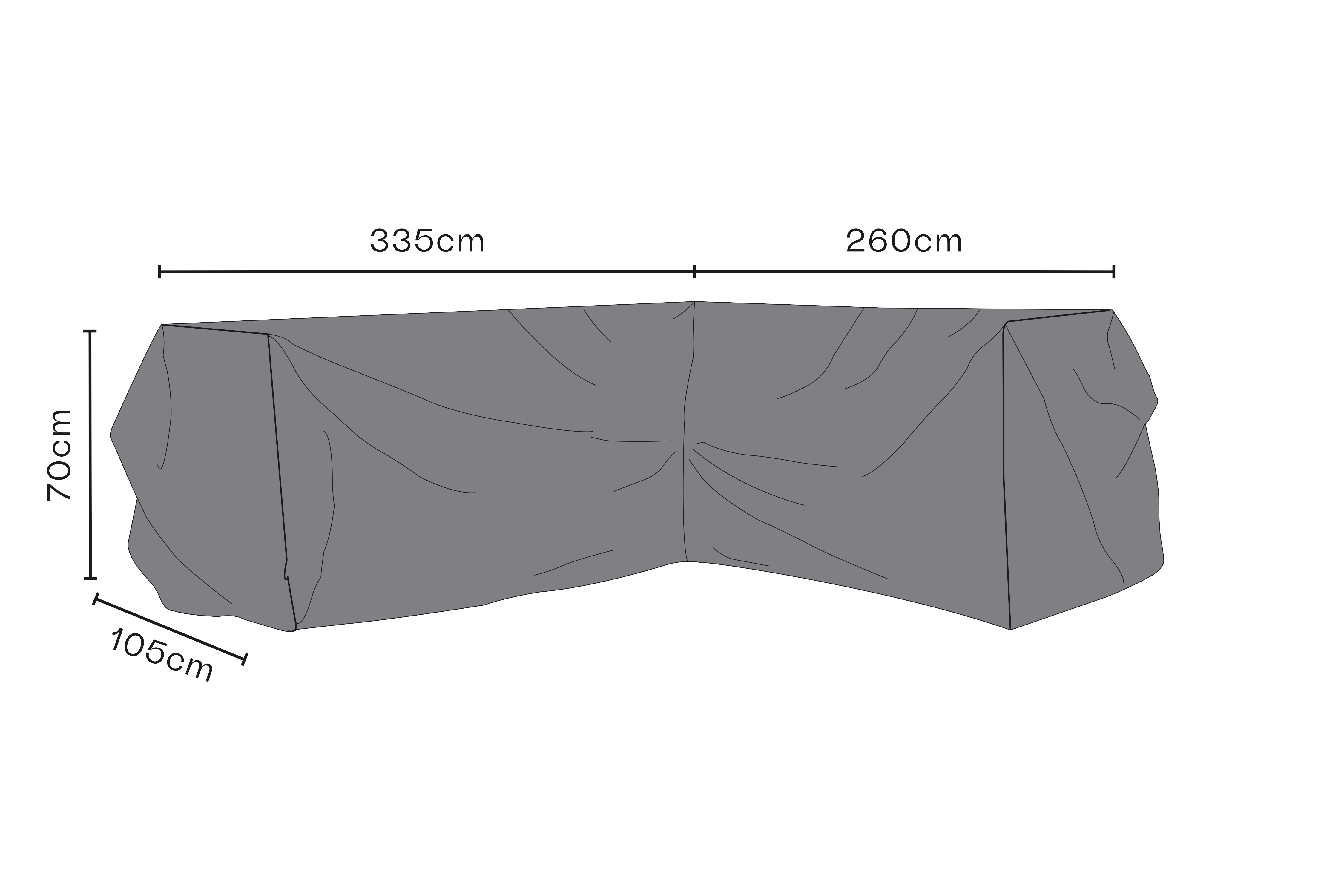 Möbelskydd hörnsoffa svart ANDAS 260/335x70x105