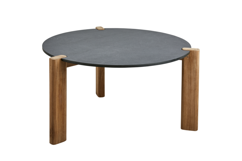 Domino soffbord antracit/teak ø70