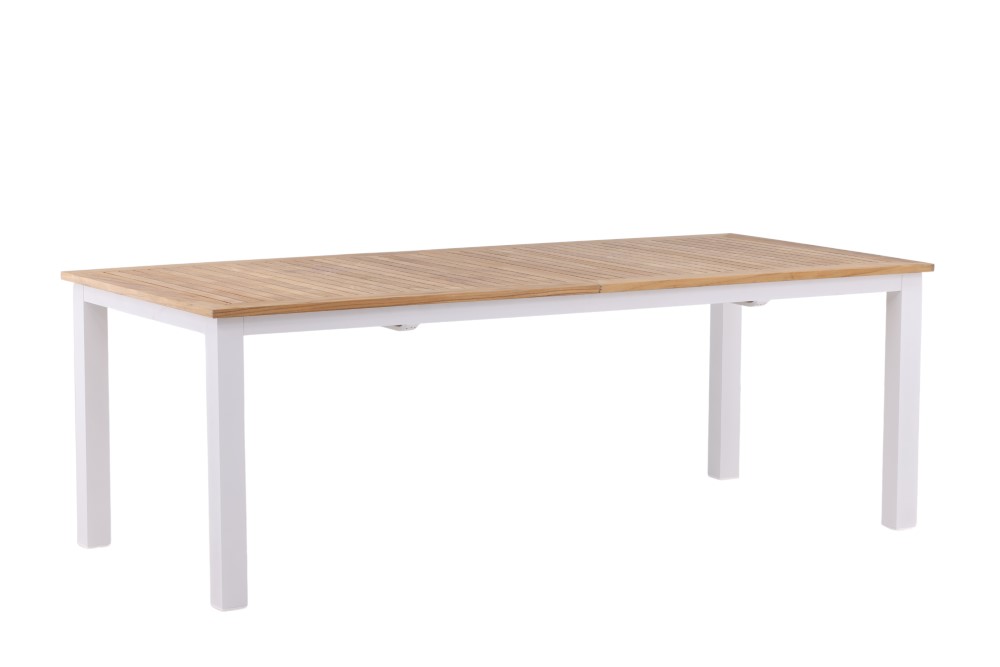 Panama matbord 224/324*100 vit alu/teak