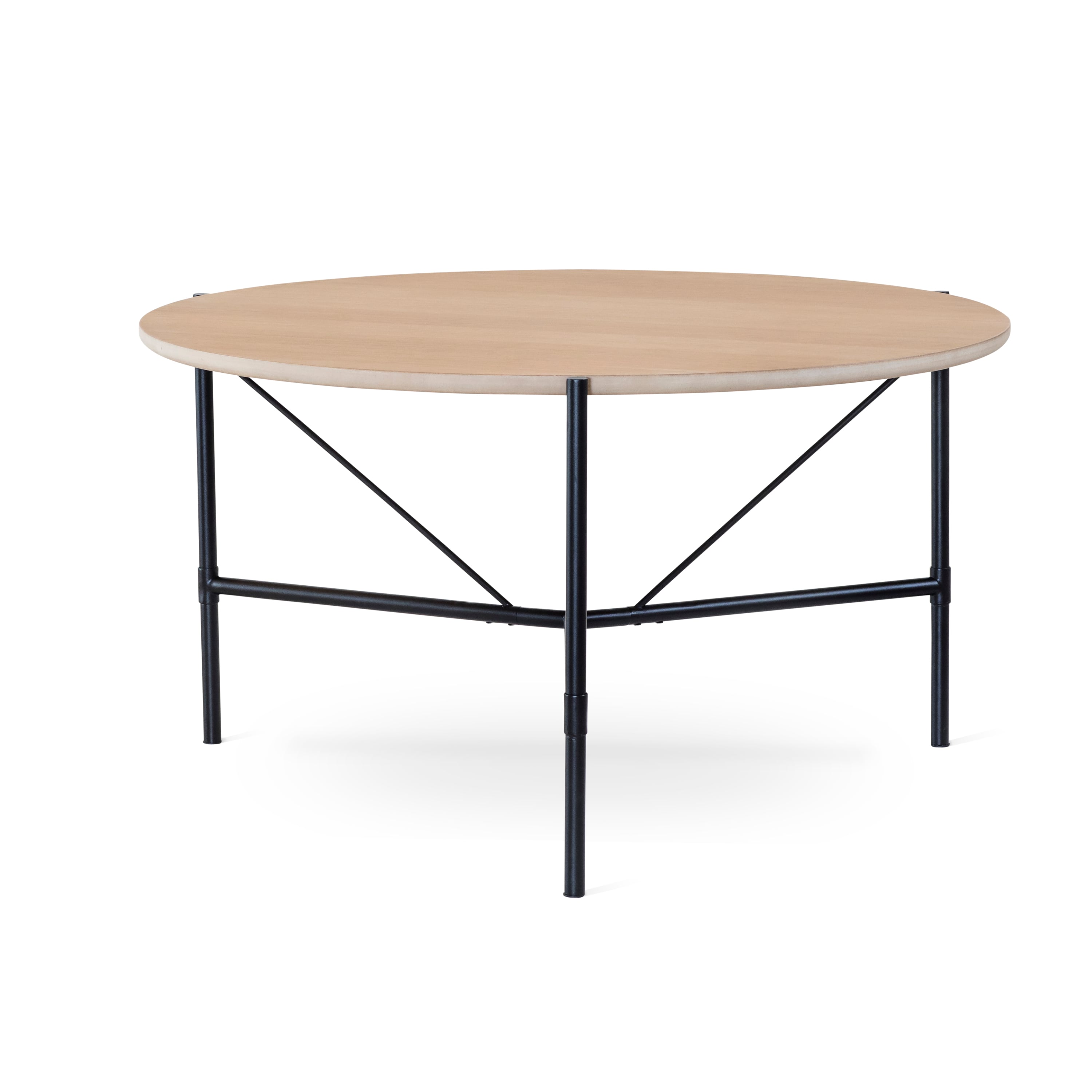 ALE matbord runt 135 cm vitoljad ek, svart metallunderrede