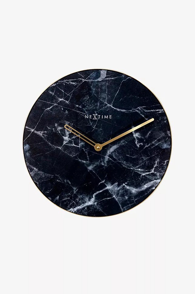 Väggklocka Marble ø40cm, Svart