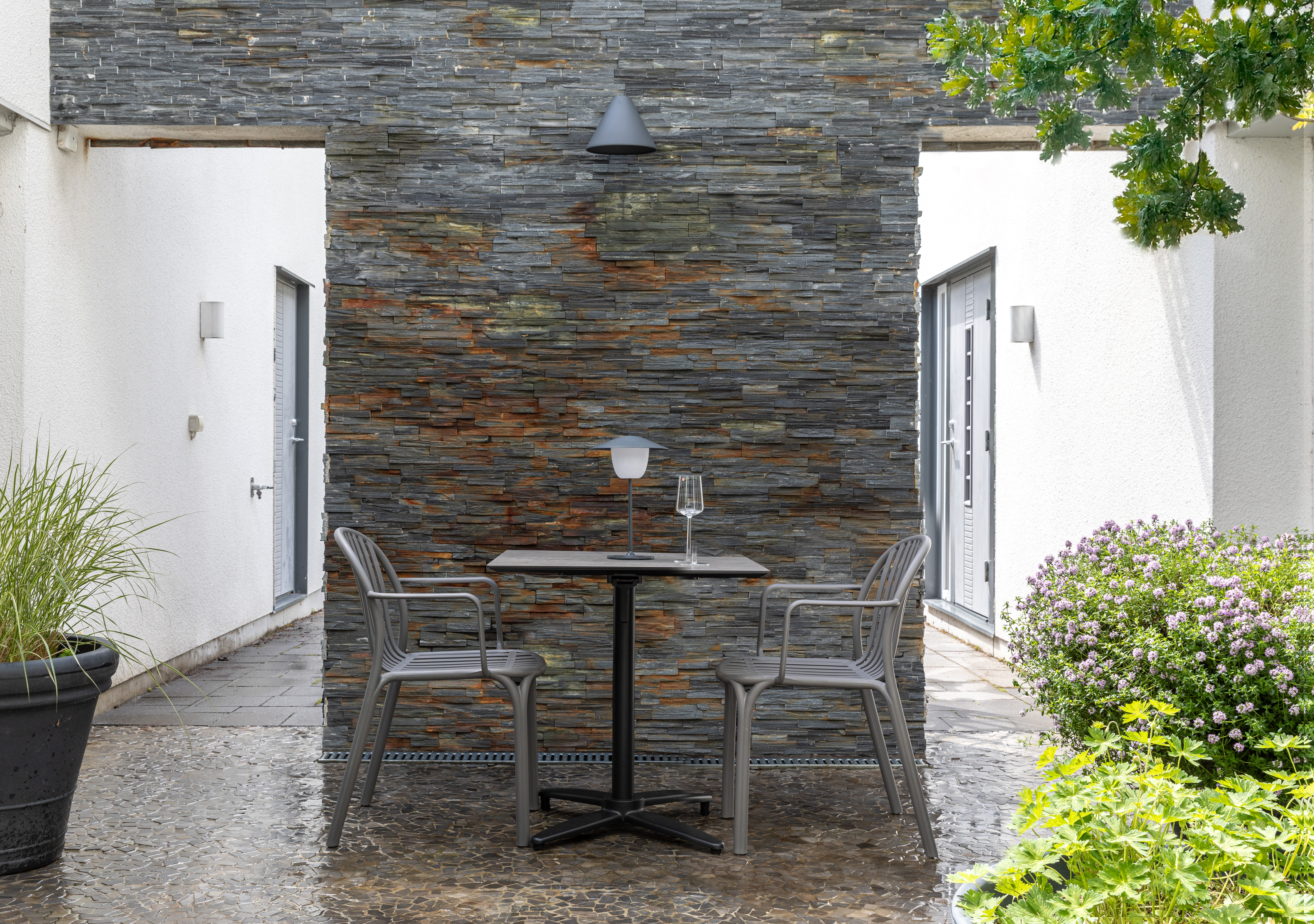 Bistro set Noa karmstol stol Antracit