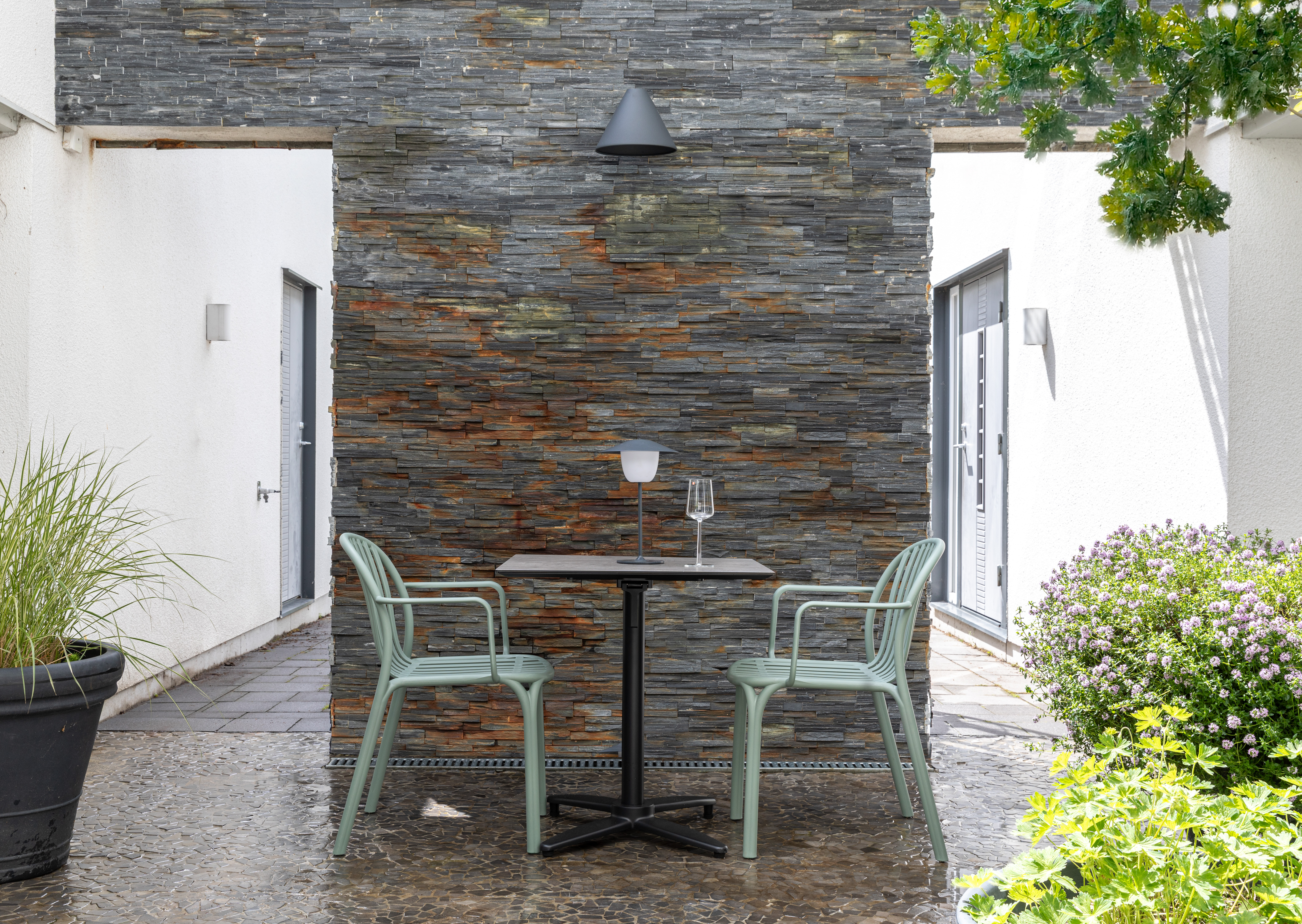 Bistro set Noa karmstol stol Dusty green