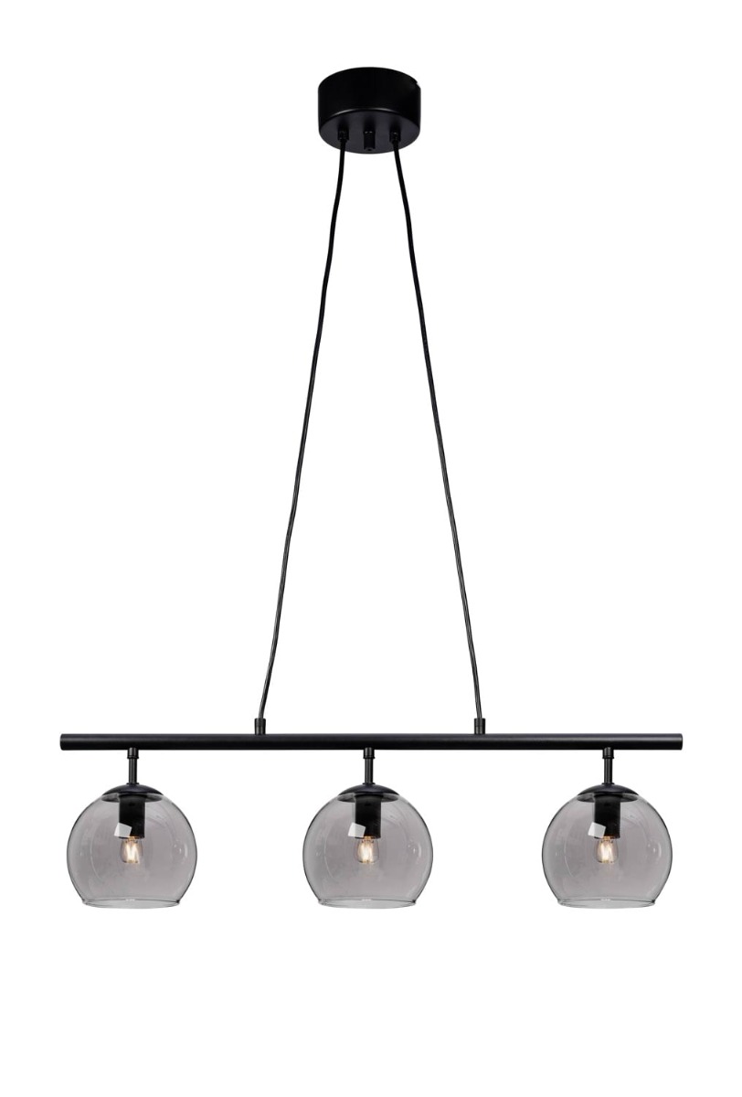 Capella taklampa svart rökfärgat glas