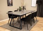 Estelle matbord 200cm grå/svart + valerie stolar svarta