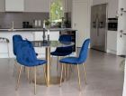 Estelle matbord 106cm grå/mässing + polar stolar blå