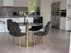 Estelle matbord 106cm grå/mässing+ polar stolar svart