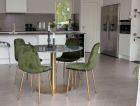 estelle matbord 106cm grå/mässing+ polar stolar ljusgröna