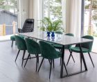 estelle matbord vit/svart + valerie stolar mossgrön