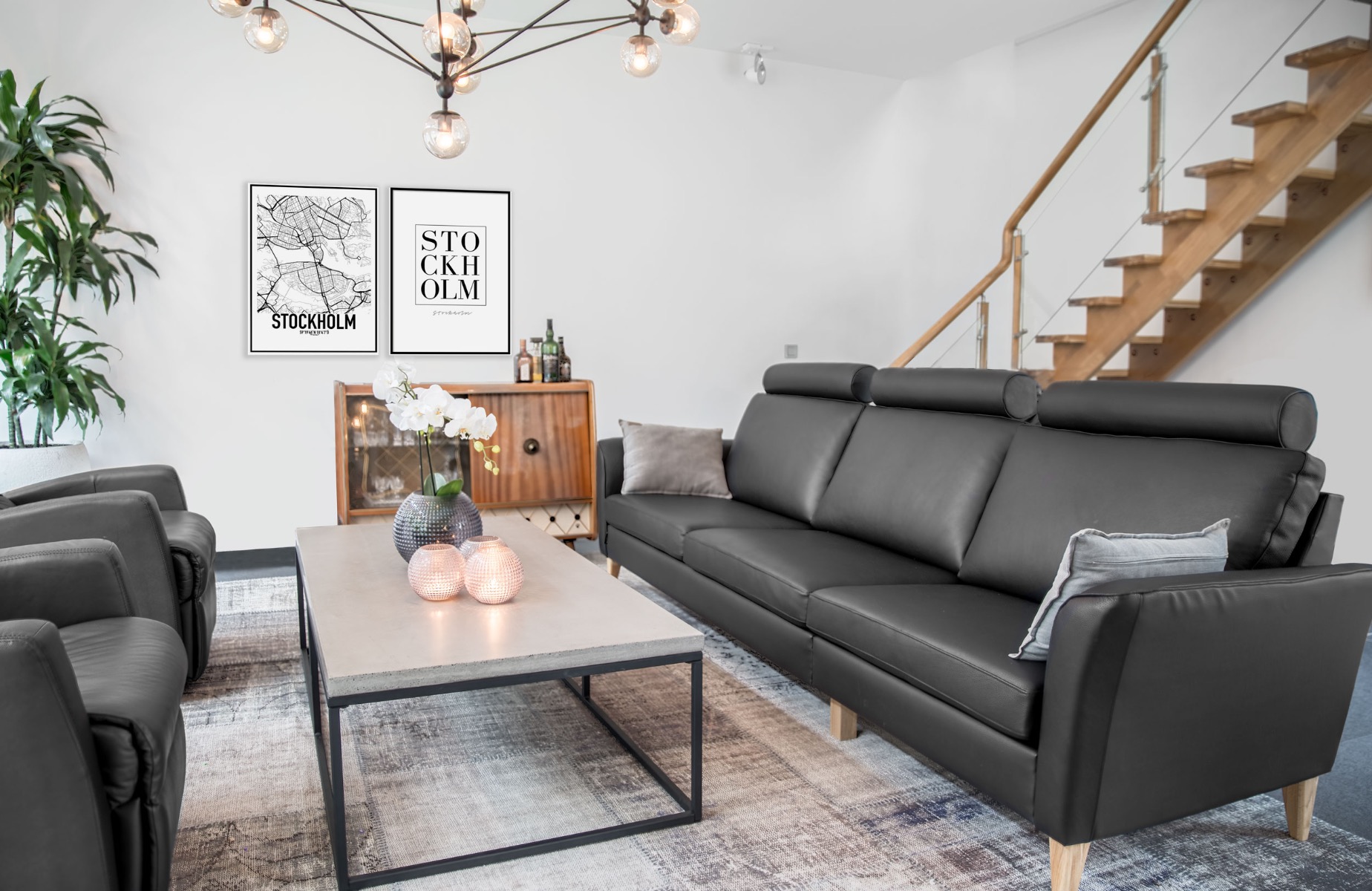 Miami 4-sits i skinn